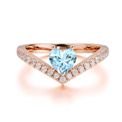 Heart Shaped Aquamarine Engagaement Ring Classic Wedding Ring