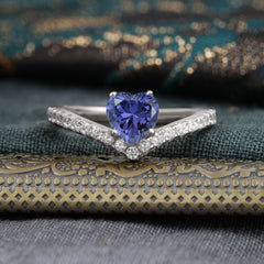 4-Prong Heart Shaped Tanzanite Engagaement Ring Classic Wedding Ring