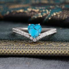 Heart Shaped Turquoise Engagaement Ring Classic Wedding Ring