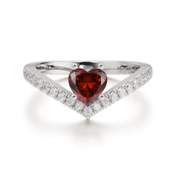 Heart Shaped Garnet Engagaement Ring Classic Wedding Ring