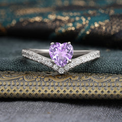 Heart Shaped Amethyst Engagaement Ring Classic Wedding Ring