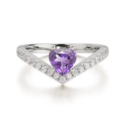 Heart Shaped Amethyst Engagaement Ring Classic Wedding Ring