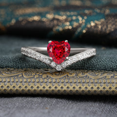 Heart Shaped Ruby Engagaement Ring Classic Wedding Ring