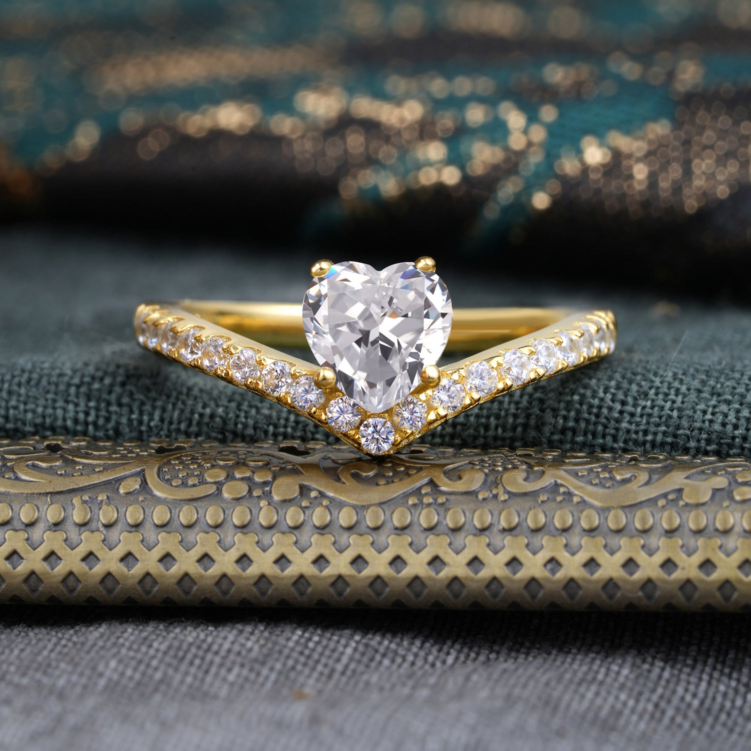 Heart Shaped Moissanite Engagaement Ring