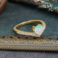 Heart Shaped Opal Engagaement Ring Classic Wedding Ring