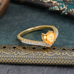 4-Prong Heart Shaped Citrine Engagaement Ring Classic Wedding Ring