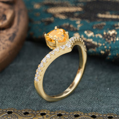 4-Prong Heart Shaped Citrine Engagaement Ring Classic Wedding Ring