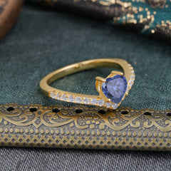 4-Prong Heart Shaped Tanzanite Engagaement Ring Classic Wedding Ring