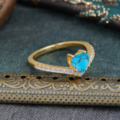 Heart Shaped Turquoise Engagaement Ring Classic Wedding Ring