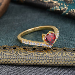 Heart Shaped Garnet Engagaement Ring Classic Wedding Ring
