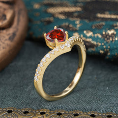 Heart Shaped Garnet Engagaement Ring Classic Wedding Ring