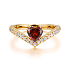 Heart Shaped Garnet Engagaement Ring Classic Wedding Ring