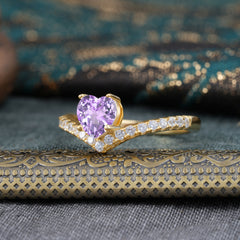 Heart Shaped Amethyst Engagaement Ring Classic Wedding Ring