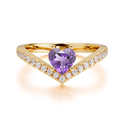 Heart Shaped Amethyst Engagaement Ring Classic Wedding Ring