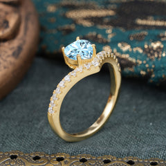 Heart Shaped Aquamarine Engagaement Ring Classic Wedding Ring
