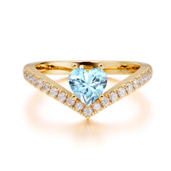 Heart Shaped Aquamarine Engagaement Ring Classic Wedding Ring