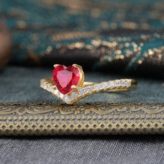 Heart Shaped Ruby Engagaement Ring Classic Wedding Ring