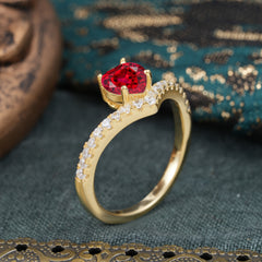 Heart Shaped Ruby Engagaement Ring Classic Wedding Ring