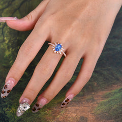 1.5 Carat Oval Cut Cluster Sapphire Anniversary Ring Vintage Pave Braid Band