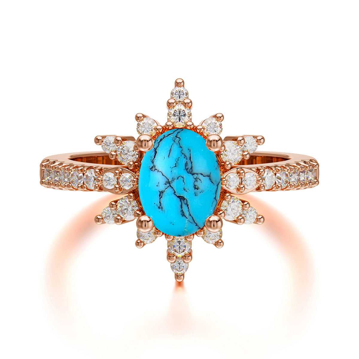 1.5 Carat Oval Cut Cluster Turquoise Anniversary Ring Vintage Pave Braid Band
