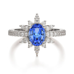 1.5 Carat Oval Cut Cluster Sapphire Anniversary Ring Vintage Pave Braid Band