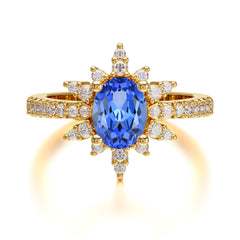1.5 Carat Oval Cut Cluster Sapphire Anniversary Ring Vintage Pave Braid Band