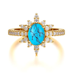 1.5 Carat Oval Cut Cluster Turquoise Anniversary Ring Vintage Pave Braid Band