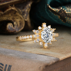 1.5 Carat Oval Cut Cluster Lab Diamond Anniversary Ring Vintage Pave Braid Band