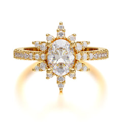 1.5 Carat Oval Cut Cluster Moissanite Anniversary Ring Vintage Pave Braid Band