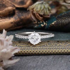 1 Carat Round Cut Moissanite Wedding Ring Pave Milgrain Engagement Ring