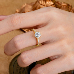 1 Carat Round Cut 6-Prong Lab Diamond Wedding Ring Pave Milgrain Engagement Ring