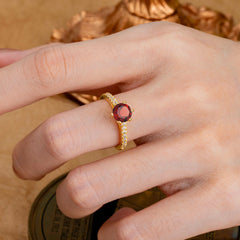 1 Carat Round Cut Garnet Wedding Ring Pave Milgrain Engagement Ring