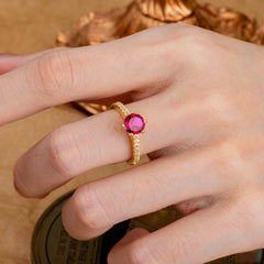 1 Carat Round Cut Ruby Wedding Ring Pave Milgrain Engagement Ring