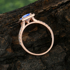 Princess Cut Sapphire Engagement Ring Half Eternity Halo Promise Ring