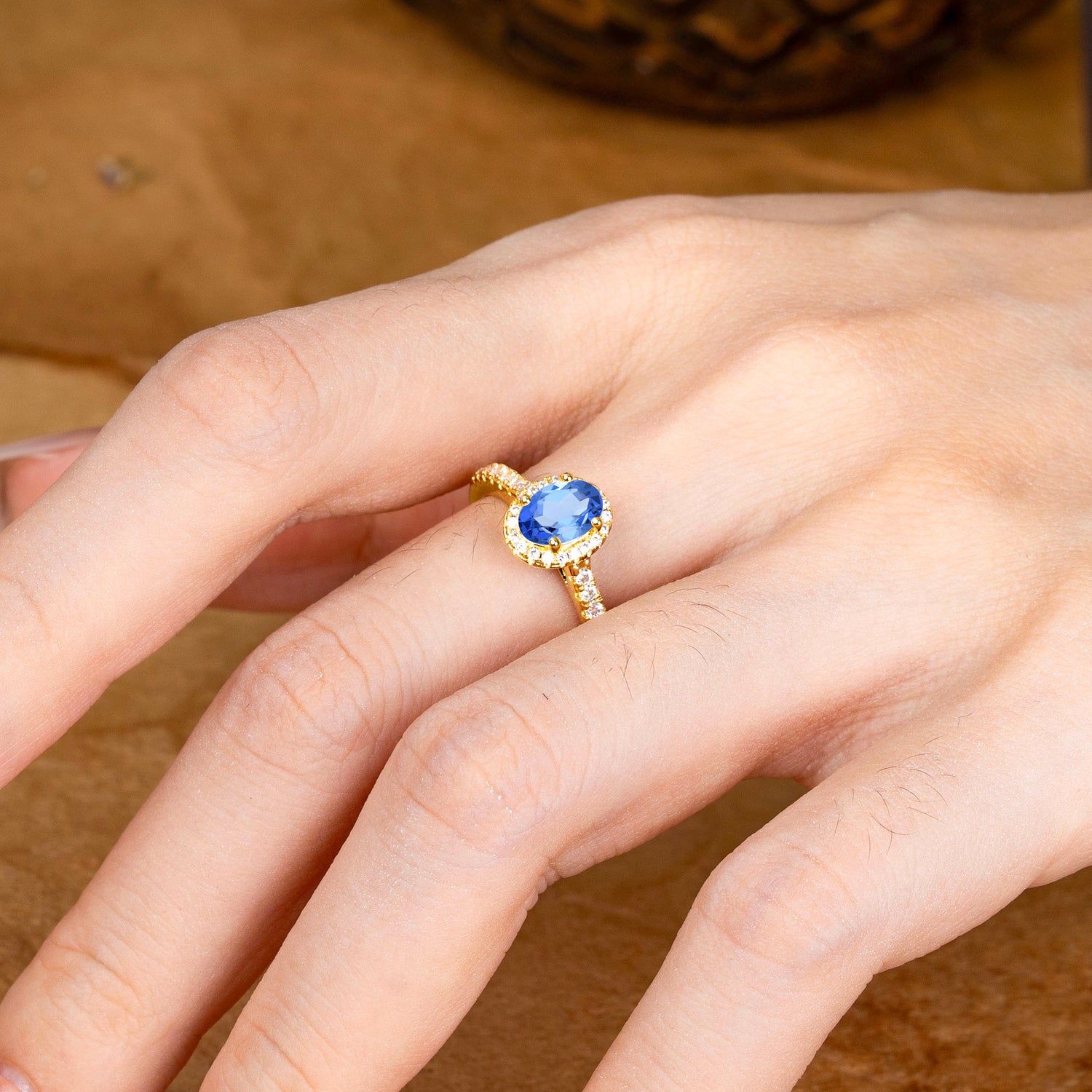1 Carat Oval Cut Sapphire Engagement Ring Half Eternity Halo Promise Ring