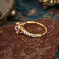 Princess Cut Ruby Engagement Ring Halo Half Eternity Pave Band