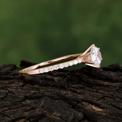 Classic Round Cut Moissanite Engagement Ring Pave Bridal Ring