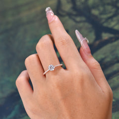 Classic Round Cut Moissanite Engagement Ring Pave Bridal Ring