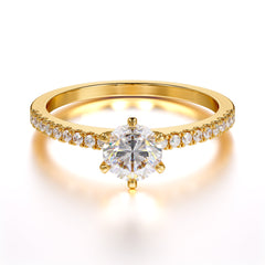 Classic Round Cut Moissanite Engagement Ring Pave Bridal Ring