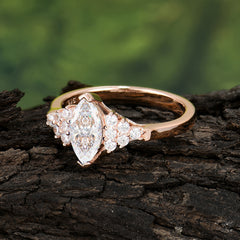 1CT Marquise Cut Moissanite Cluster Engagement Anniversary Ring