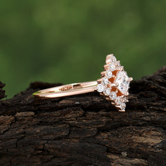 Vintage Princess Cut Cluster Moissanite Promise Ring Halo Bridal Ring