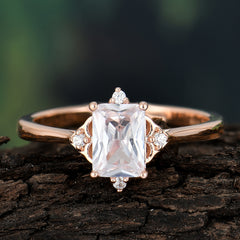 Emerald Cut 1 Carat Moissanite Vintage Engagement Ring
