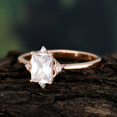 Emerald Cut 1 Carat Moissanite Vintage Engagement Ring