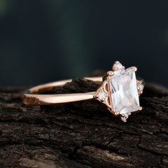 Emerald Cut 1 Carat Moissanite Vintage Engagement Ring