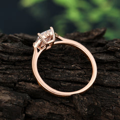 Emerald Cut 1 Carat Moissanite Vintage Engagement Ring