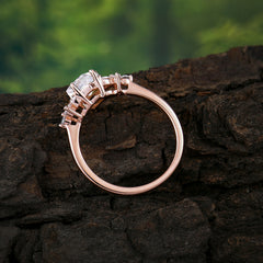 Blossom Kite Cut 2 Carat Moissanite Ring Nature Inspired Cluster Leaf Ring