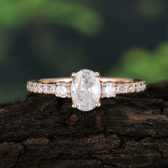 1 Carat Oval Cut Three Stone Moissanite Promise Ring Classic Wedding Ring