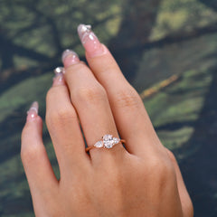 1 Carat Oval Lab Grown Moissanite Engagement Ring Three Stone Wedding Ring