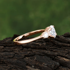 1 Carat Oval Lab Grown Moissanite Engagement Ring Three Stone Wedding Ring