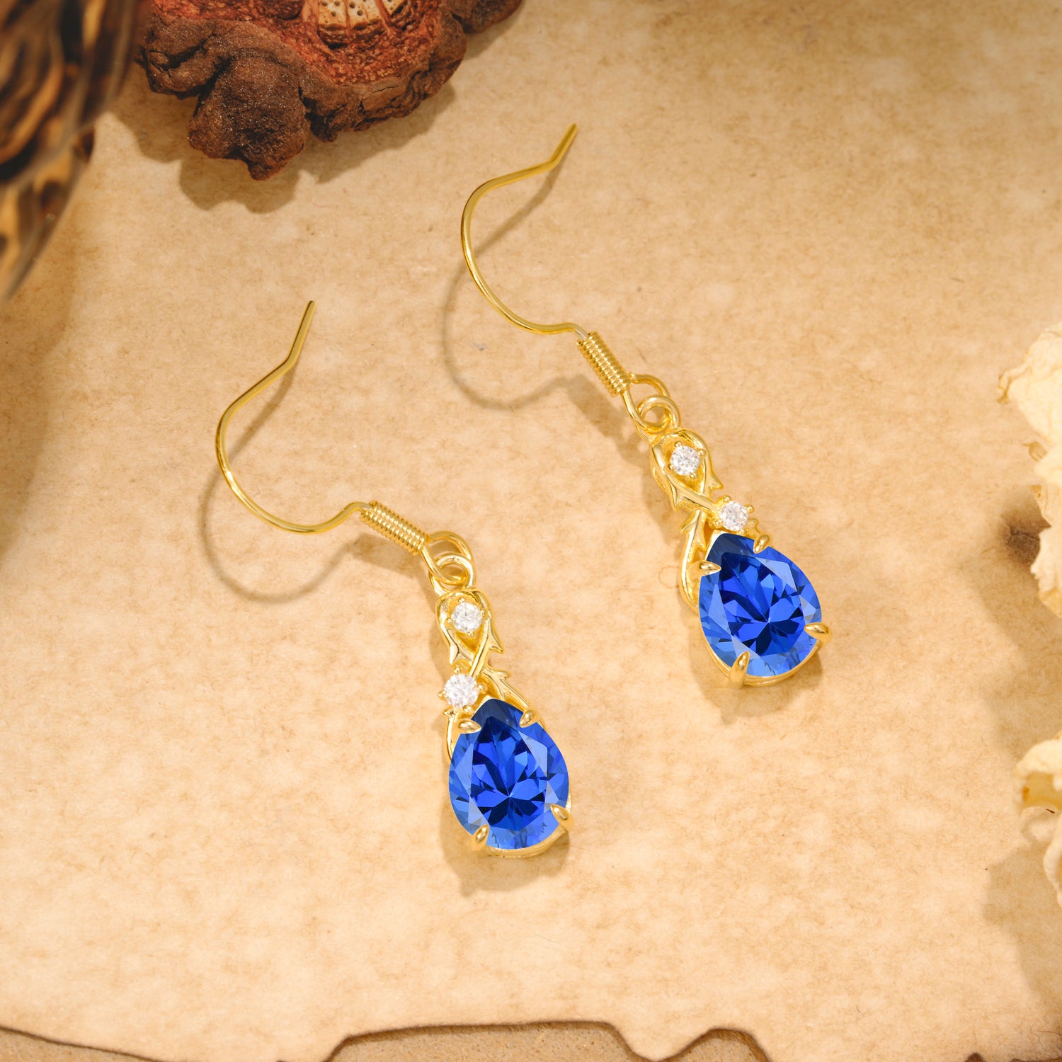 Elegant Pear Cut Sapphire Earrings